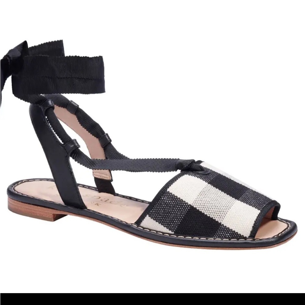 Kate Spade Maggie Gingham Ankle Wrap Sandals.Like new condition. SIZE 10.